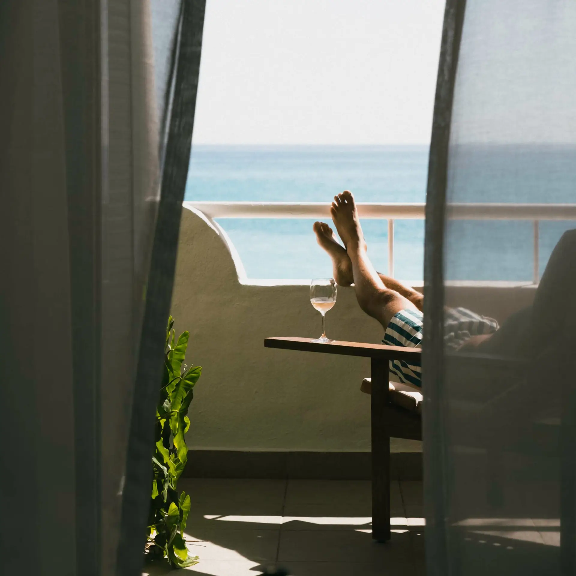 Ocean-view balcony at La Samanna in St. Martin, Caribbean