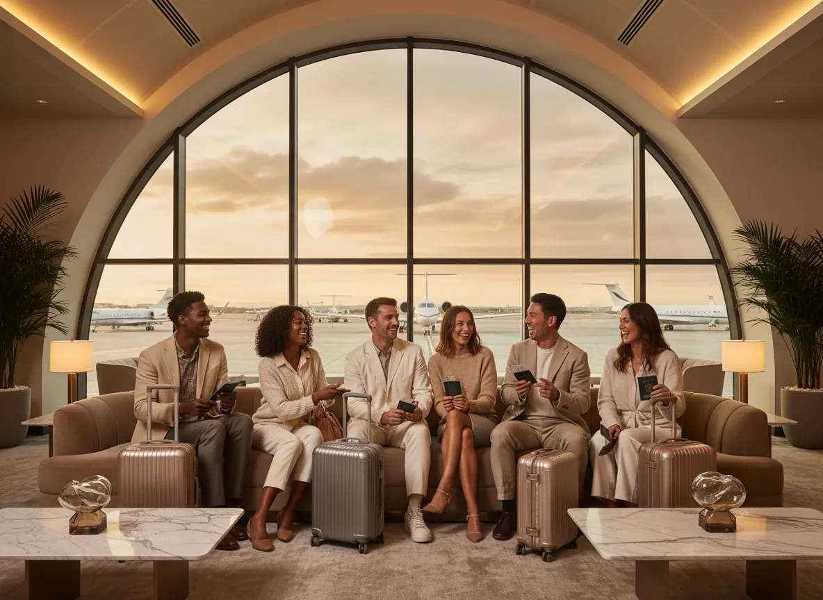 Luxury group travel planning for travelers departing together at the airport