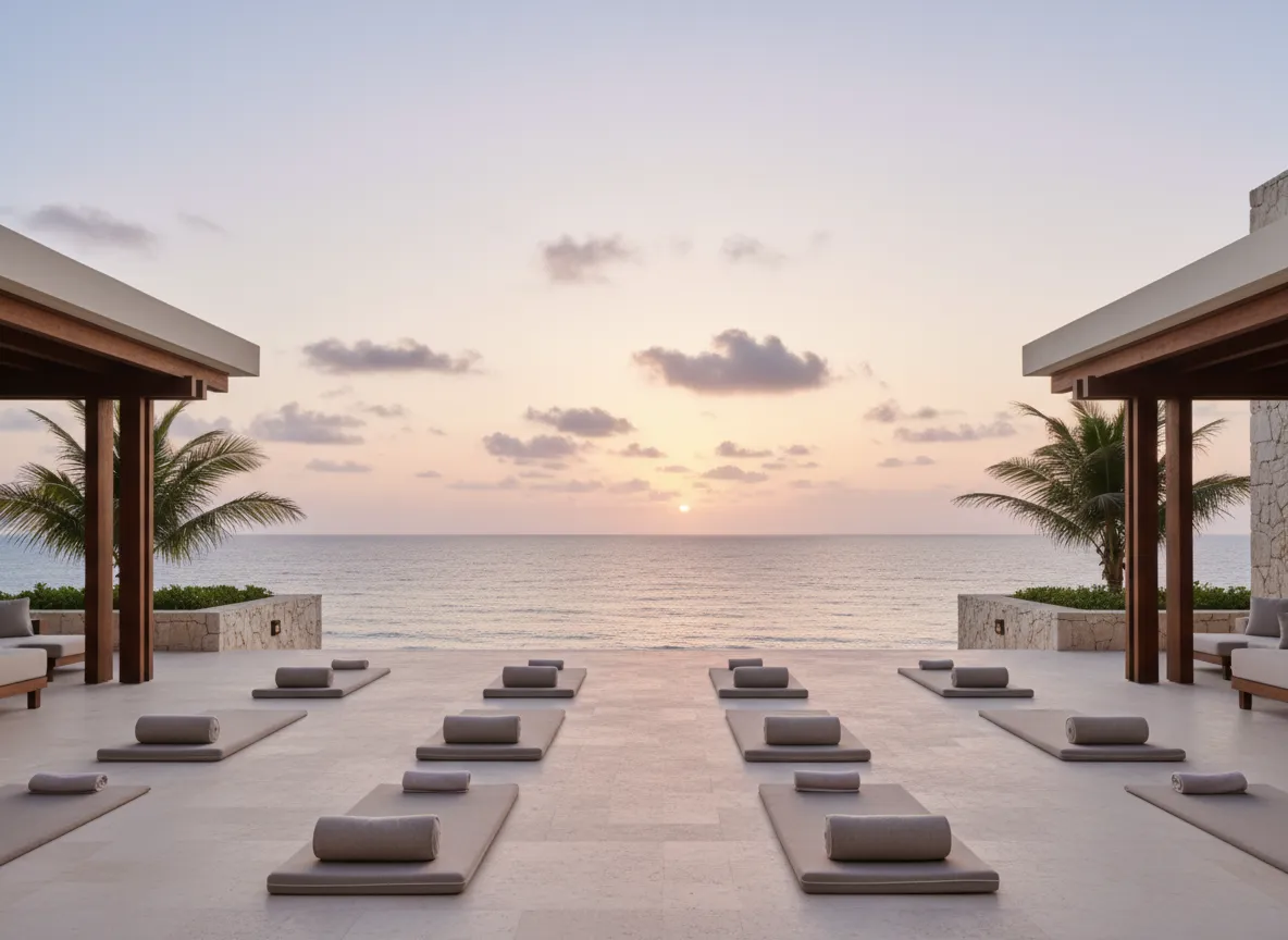Sunrise yoga terrace in Mexico