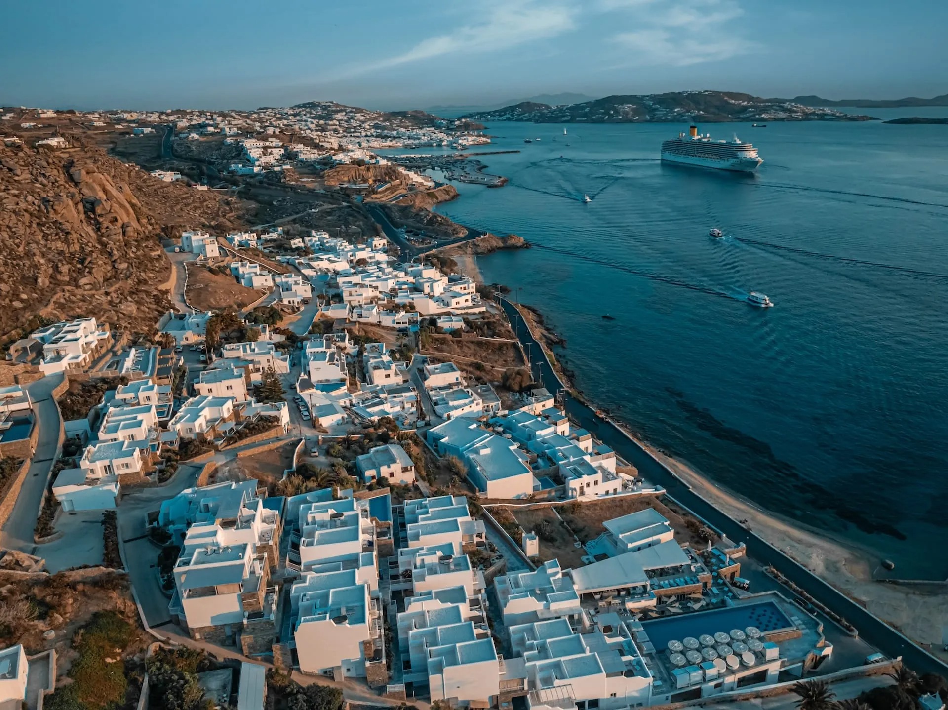 Mykonos Riviera Hotel and Spa overlooking the Greek coastline