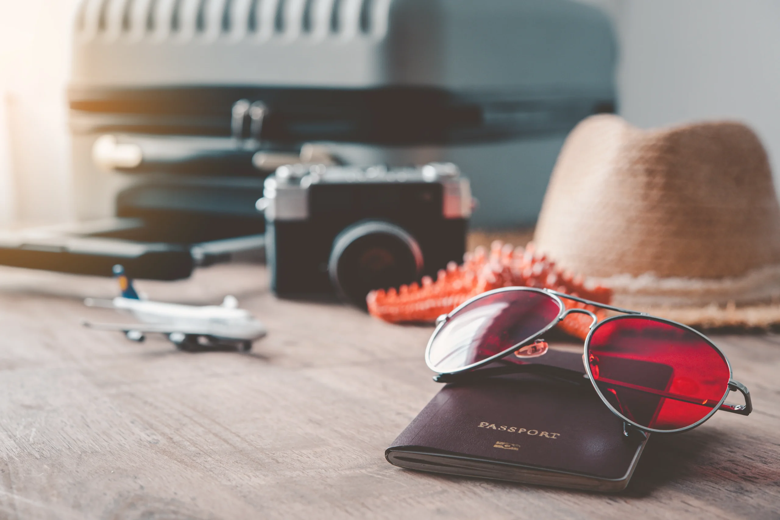 Travel planning with an airplane model and passport